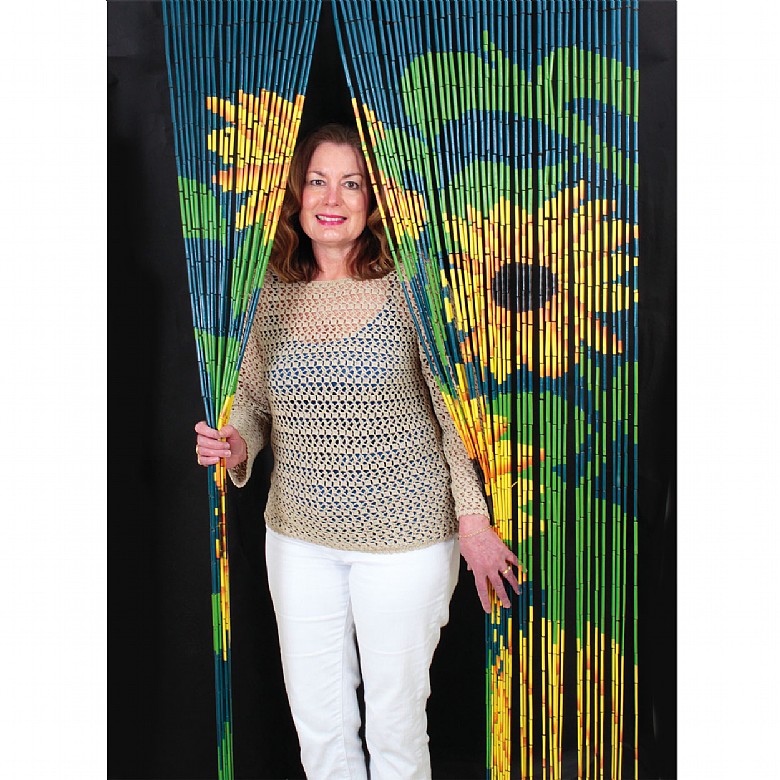 Handmade Bamboo Door Fly Curtain DESIGN - Poppy