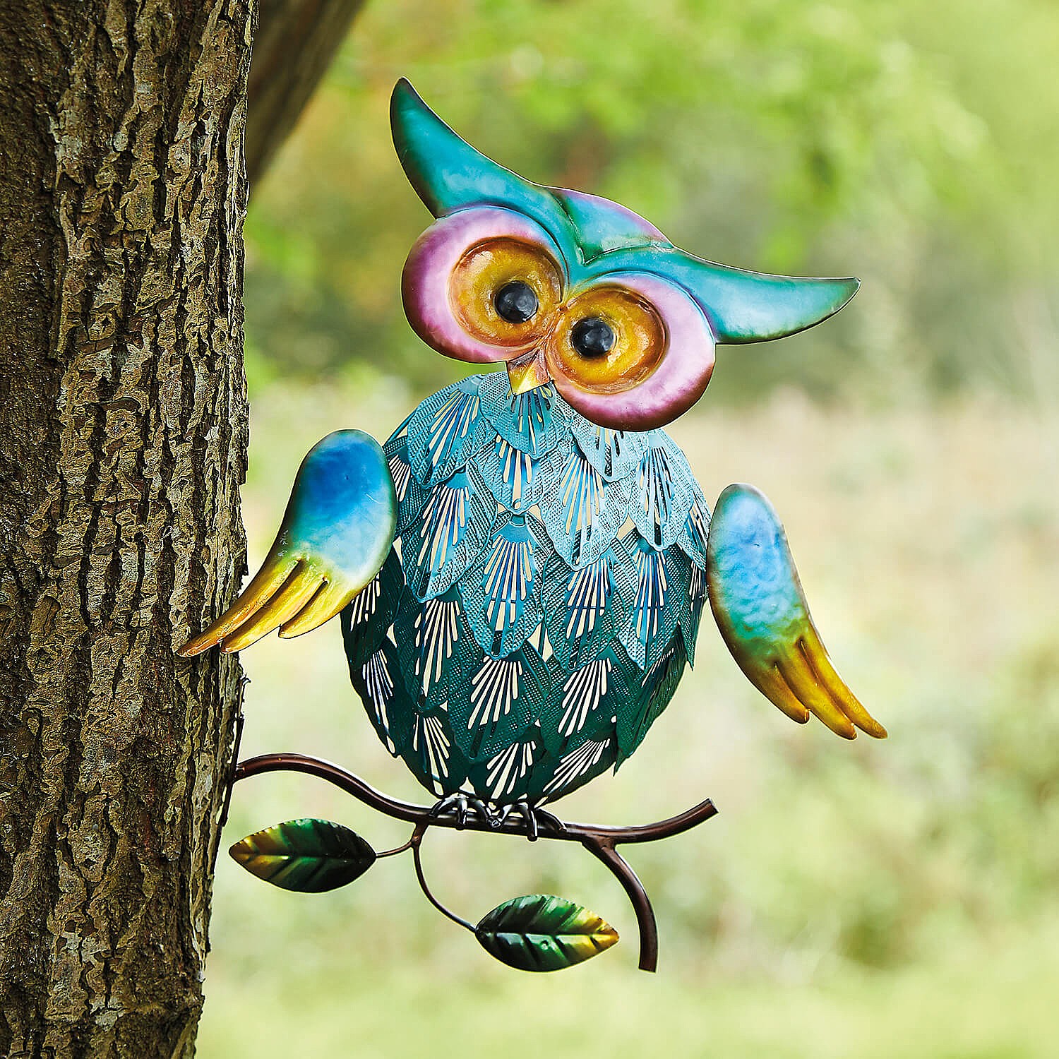 Metal Owl On Branch | In Stock Now | Coopers of Stortford