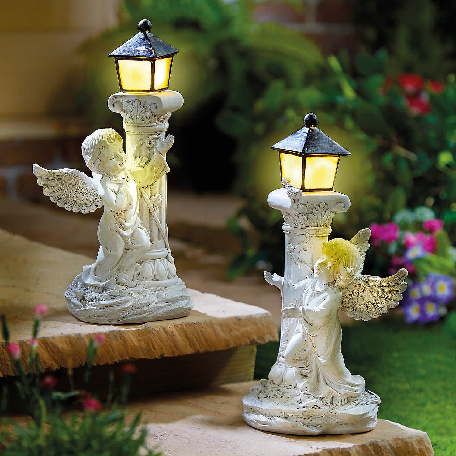 Set of 2 Solar Cherub Lamps | In Stock Now | By Coopers