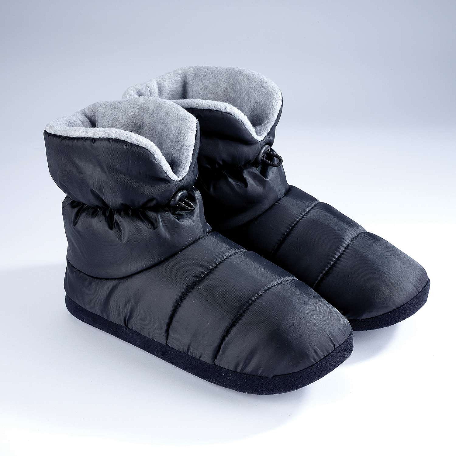 Slipper Boots - Quilted Memory Foam Duvet - Black | Slippers | Coopers ...