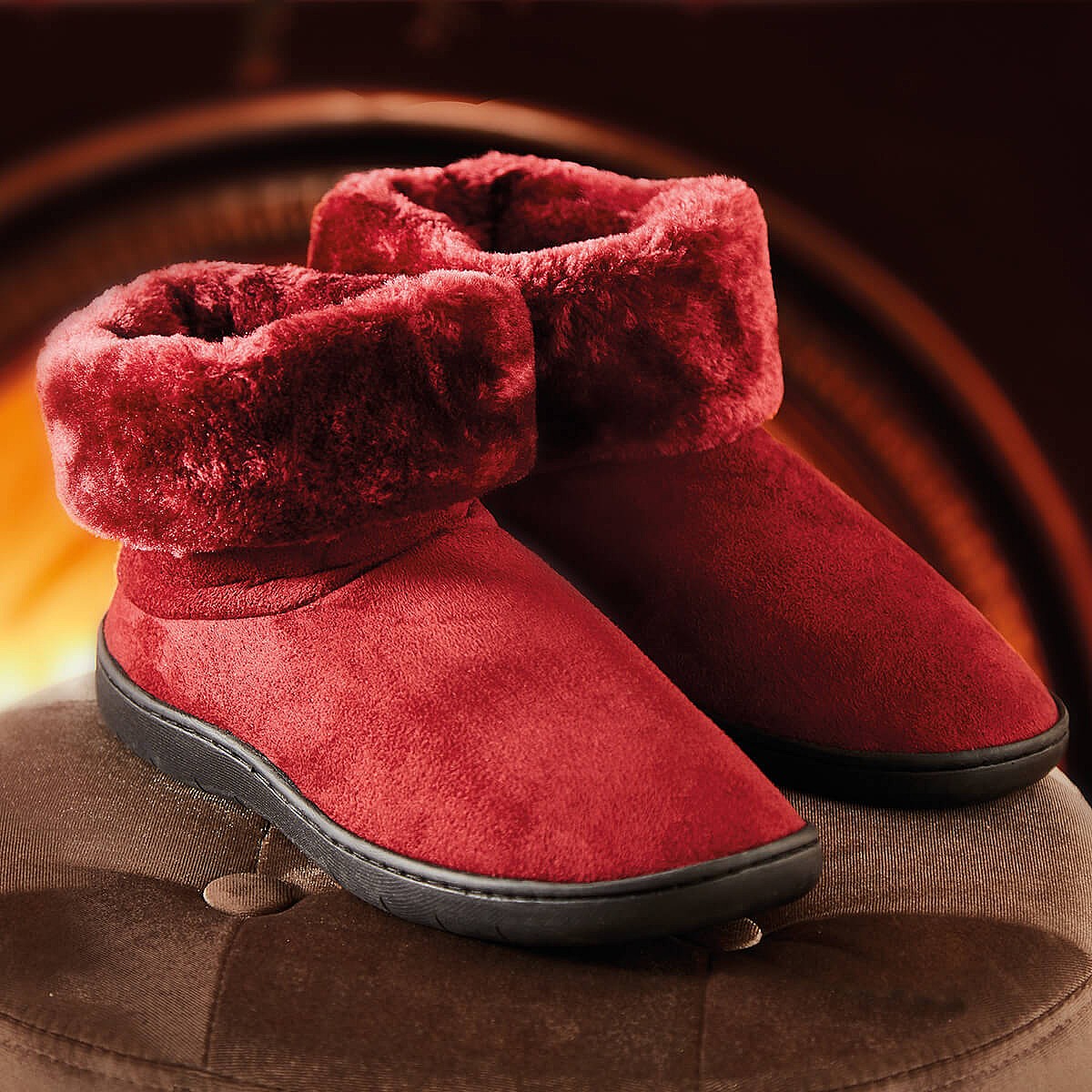 burgundy slippers