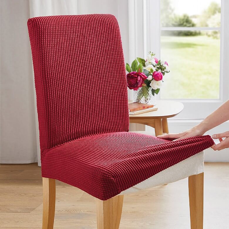 Set of 2 Stretch Dining Chair Covers Biscuit