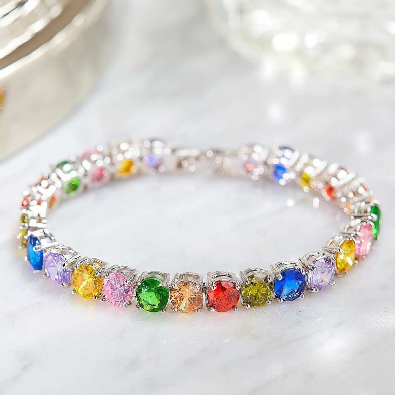 Dainty Gemstone Bracelet, Colourful Bracelet with gemstones sterling s –  Dainty Rocks Jewellery