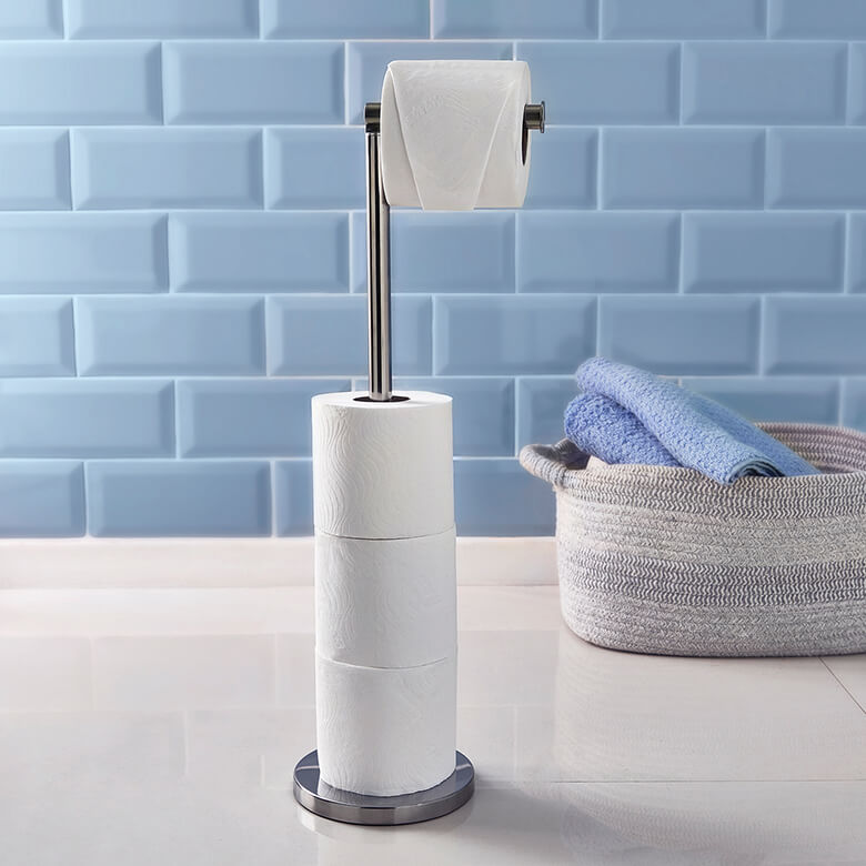 Toilet Roll Holder With Spare Paper Storage