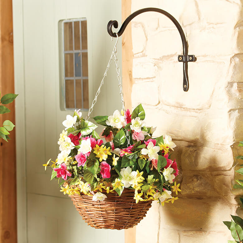 Artificial Azalea Mix Hanging Basket | Coopers Of Stortford