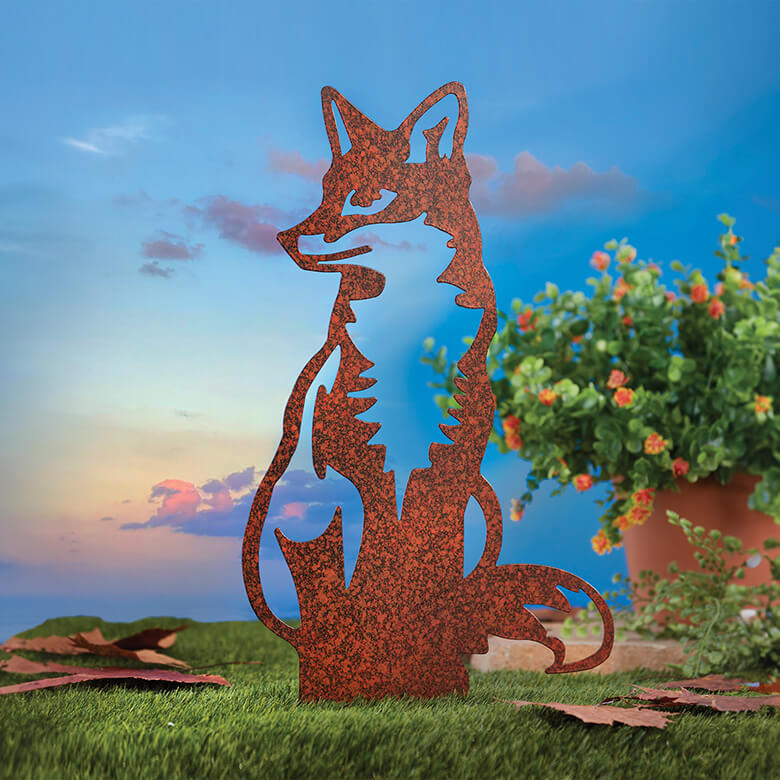 Metal Fox, Garden decoration, Rust, Silhouette, Corten, shops Garden Art, Metal Decor