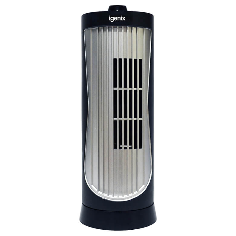 Igenix 12 Inch Mini Oscillating Tower Fan - White And Silver