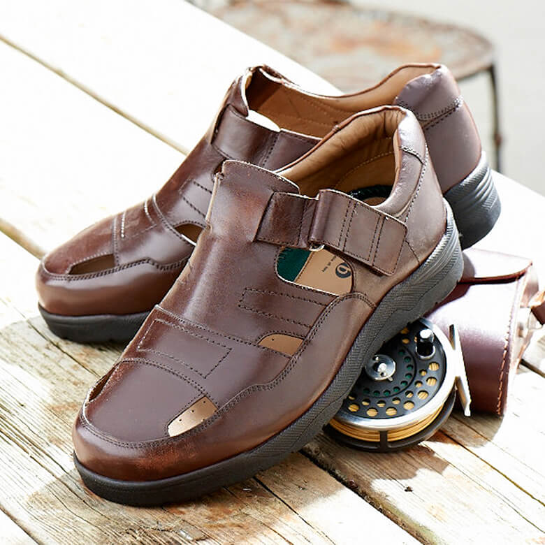 Mens wide fit leather sandals online