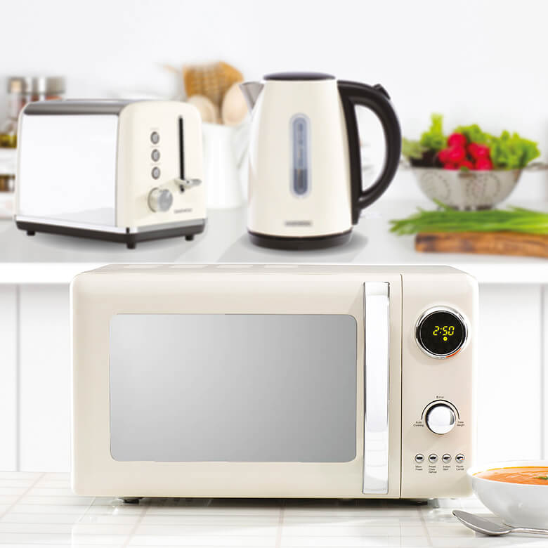 Cream kettle 2025 toaster and microwave