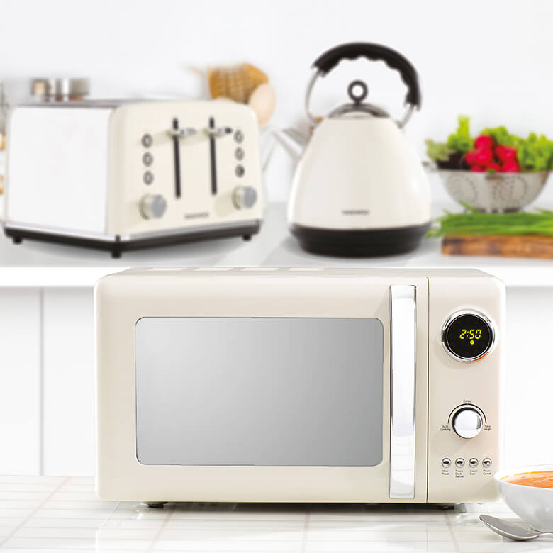 Cream microwave kettle and toaster clearance set