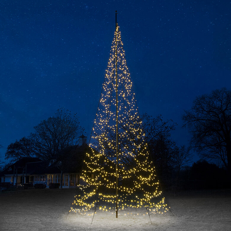 christmas tree lights on a pole