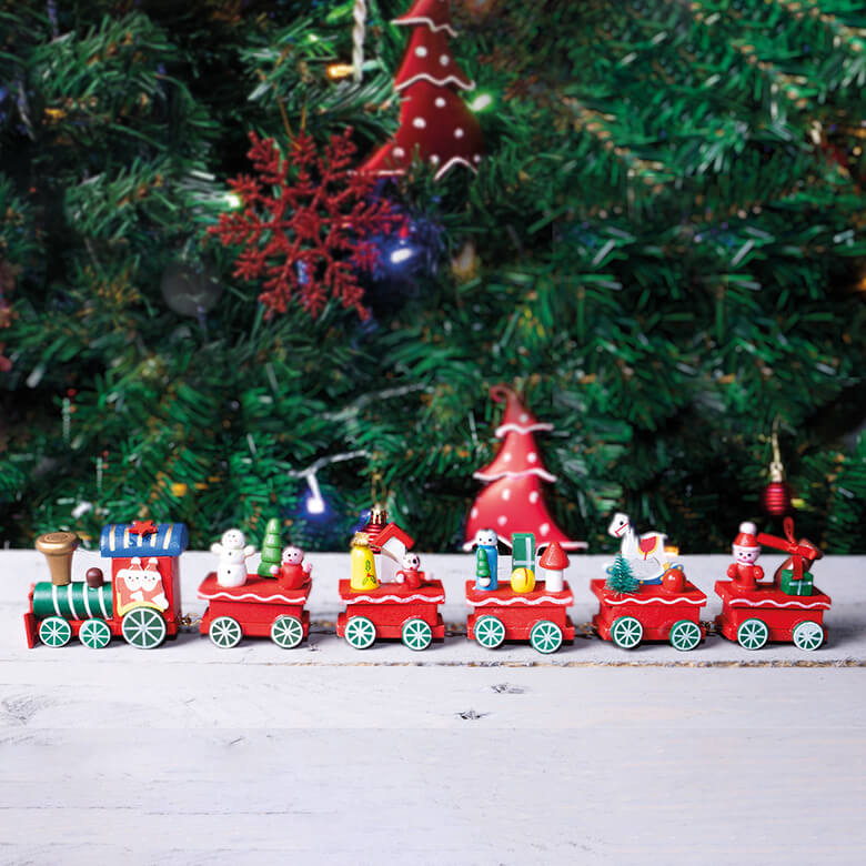 wooden christmas train decoration