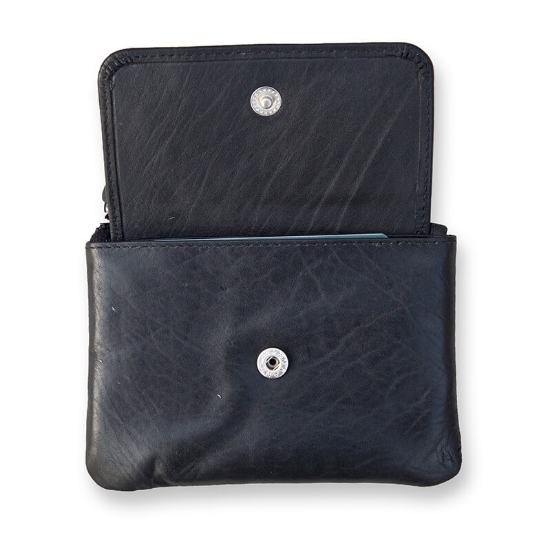 ASHIBO New Tri-Fold Wallet for Men Genuine Leather Coin Purse Black MW-05