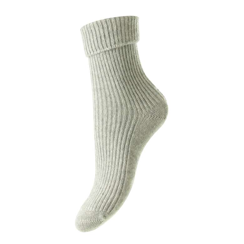 Women's Cashmere Blend Turn Over Top Socks Grey