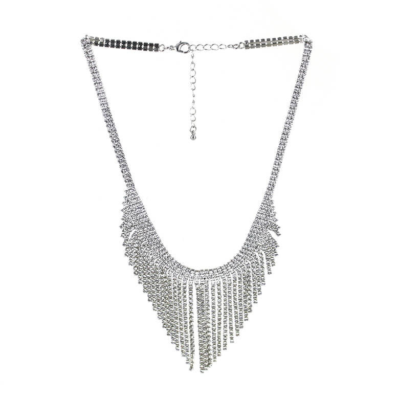 Silver on sale diamante necklace