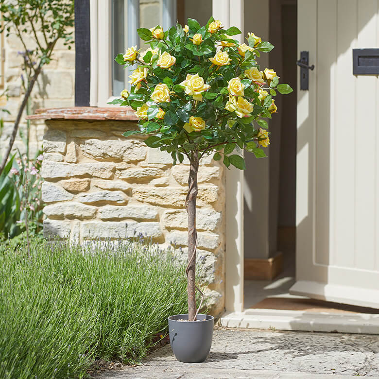 Artificial Regent's Roses 120cm - Sunshine Yellow | Coopers Of Stortford