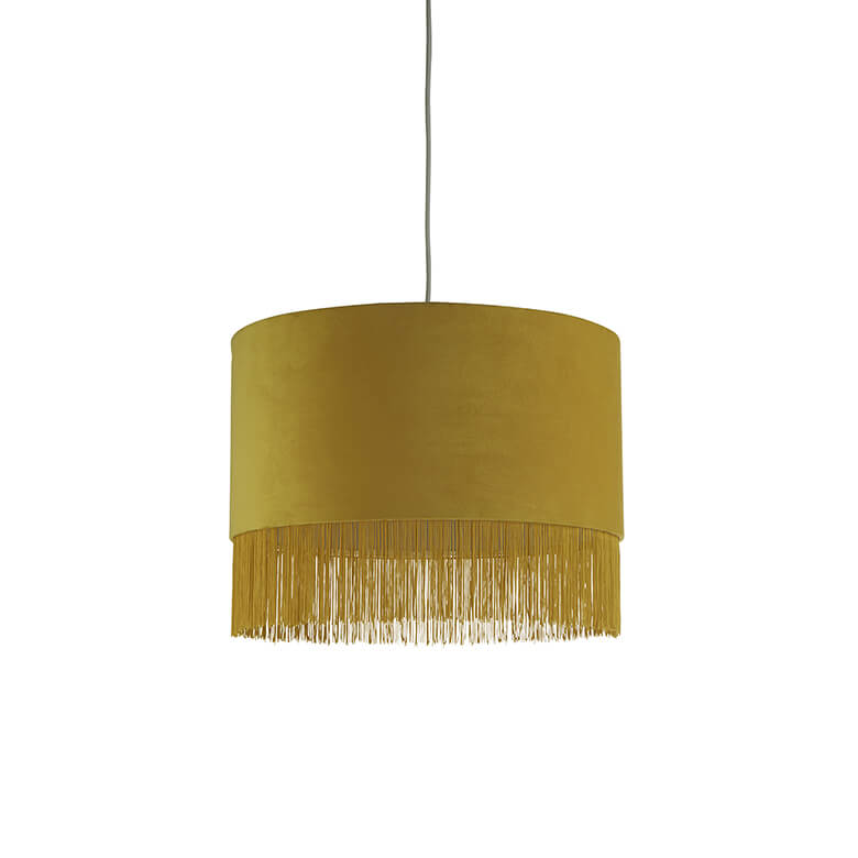 Fringed shop velvet lampshade