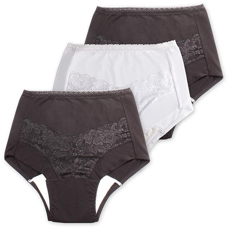 3-Pack Women's Nylon Regular Absorbency Incontinence Panties Black 1X (Fits  Hip 43-44)