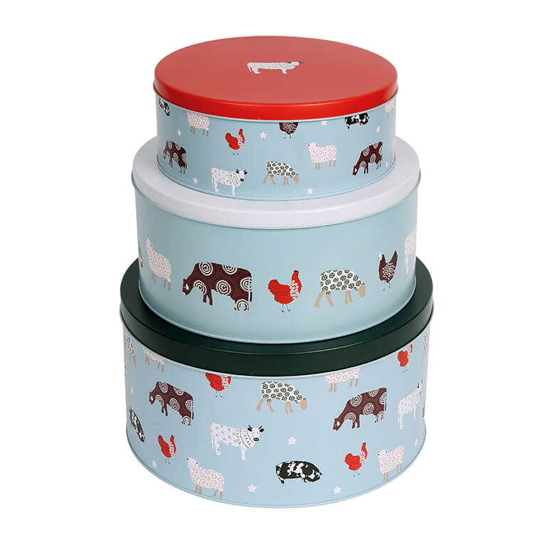 Round cake 2024 storage tins